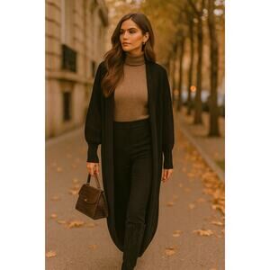 Maison De Papillon Quiet Luxury Silk Cashmere Cocoon Cardigan XS Black Minimal